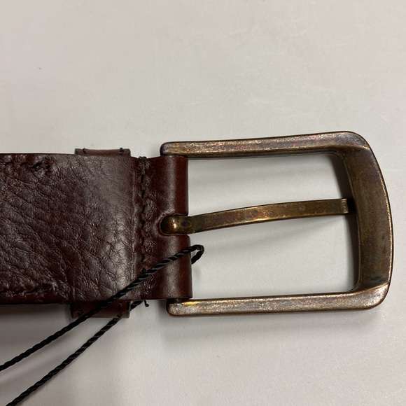 NWT. Zara Man Brown Topstitched Leather Belt. Size 34. - Picture 7 of 14